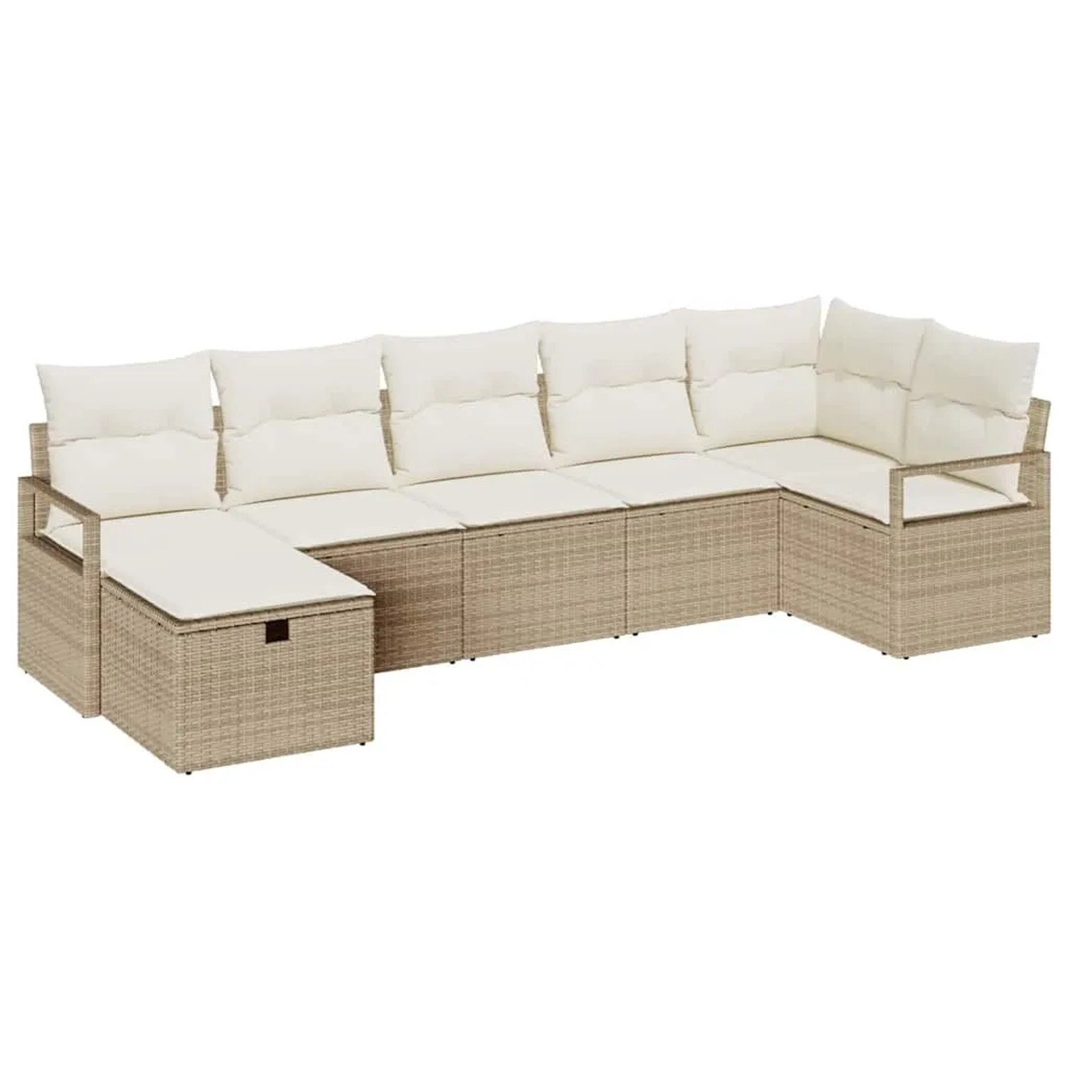 vidaXL Sofa Set mit Kissen 7-Tlg Beige und Creme Poly-Rattan 3359200 günstig online kaufen