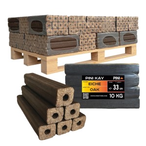 PINI Kay Eichenholzbriketts 33 cm 300 kg Palette Hartholzbriketts Brennholz Eiche Kamin Ofen
