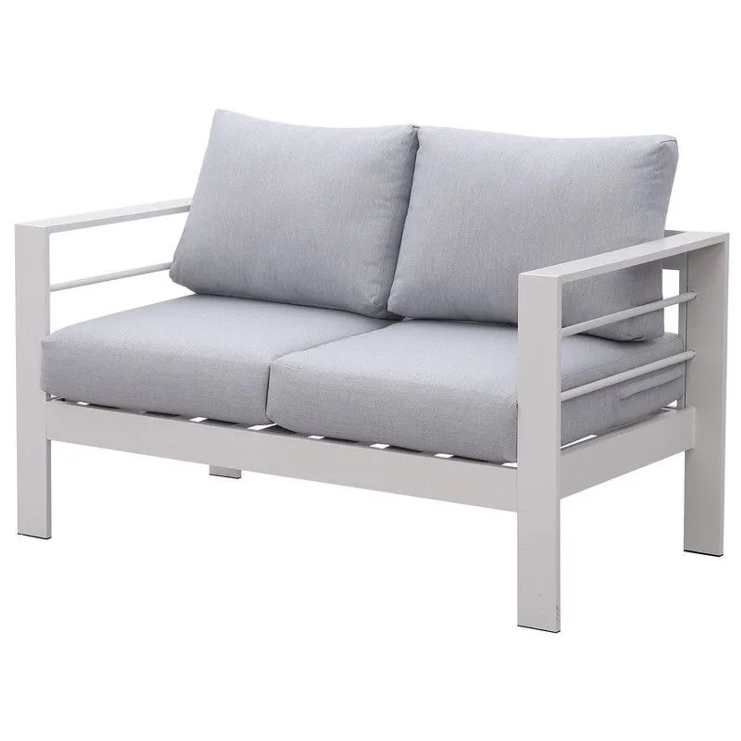 MeXo Gartensofa für Balkon 2 Sitzer Aluminium Outdoor Wetterfest Weiß