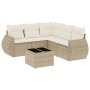 Beige 6-tlg. vidaXL Garten-Sofagarnitur aus Rattan mit Kissen und Tisch.