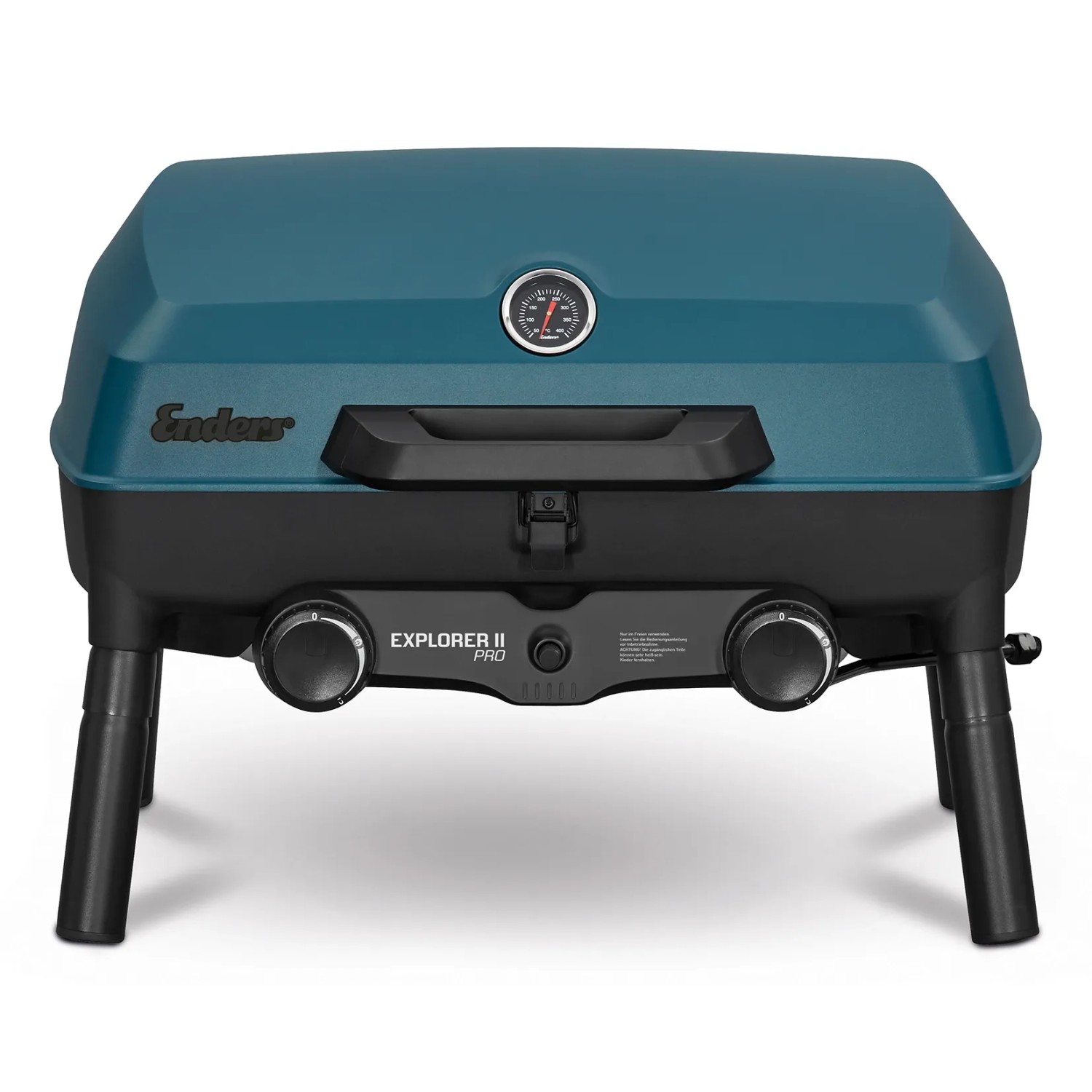 Enders Camping-Gasgrill Explorer II Pro mit Aluguss-Haube und Thermometer.