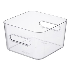 Transparente SmartStore Compact Square M Aufbewahrungsbox mit Griffen.