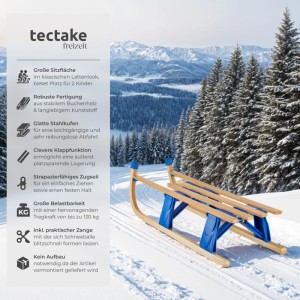 Tectake Holzschlitten Jeffrey Klappbar Aus Buchenholz und Kunststoff  109 50 x 37 50 x 31 cm Braun