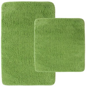 NYVI Badematten Set Lasalle, 2-teilig, grün. Flauschige Badteppiche für Bad und WC.