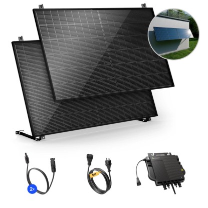 Solakon Balkonkraftwerk 1000W Solaranlage mit Wandhalterung Steckerfertig Komplettset Photovoltaik 800W Kabellänge 5m