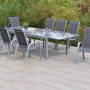 Merxx Amalfi di Lusso Gartenmöbel Set mit 8 Stapelsesseln und Ausziehtisch 200/300x100 cm.