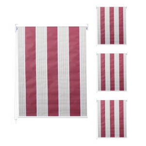 4er-Set Rollo D52, 100x160cm, rot-weiß/beige gestreift, mit Kettenzug und Thermobarriere.