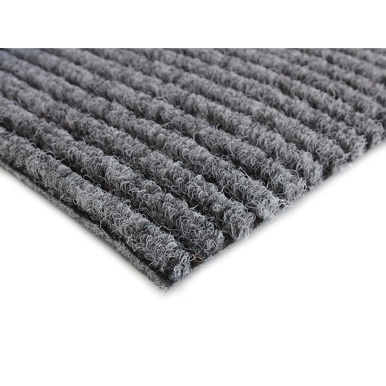 Grauer Primaflor Sauberlauf Magnum Teppichläufer, Meterware mit gerippter Struktur für Eingangs- und Flurbereich.