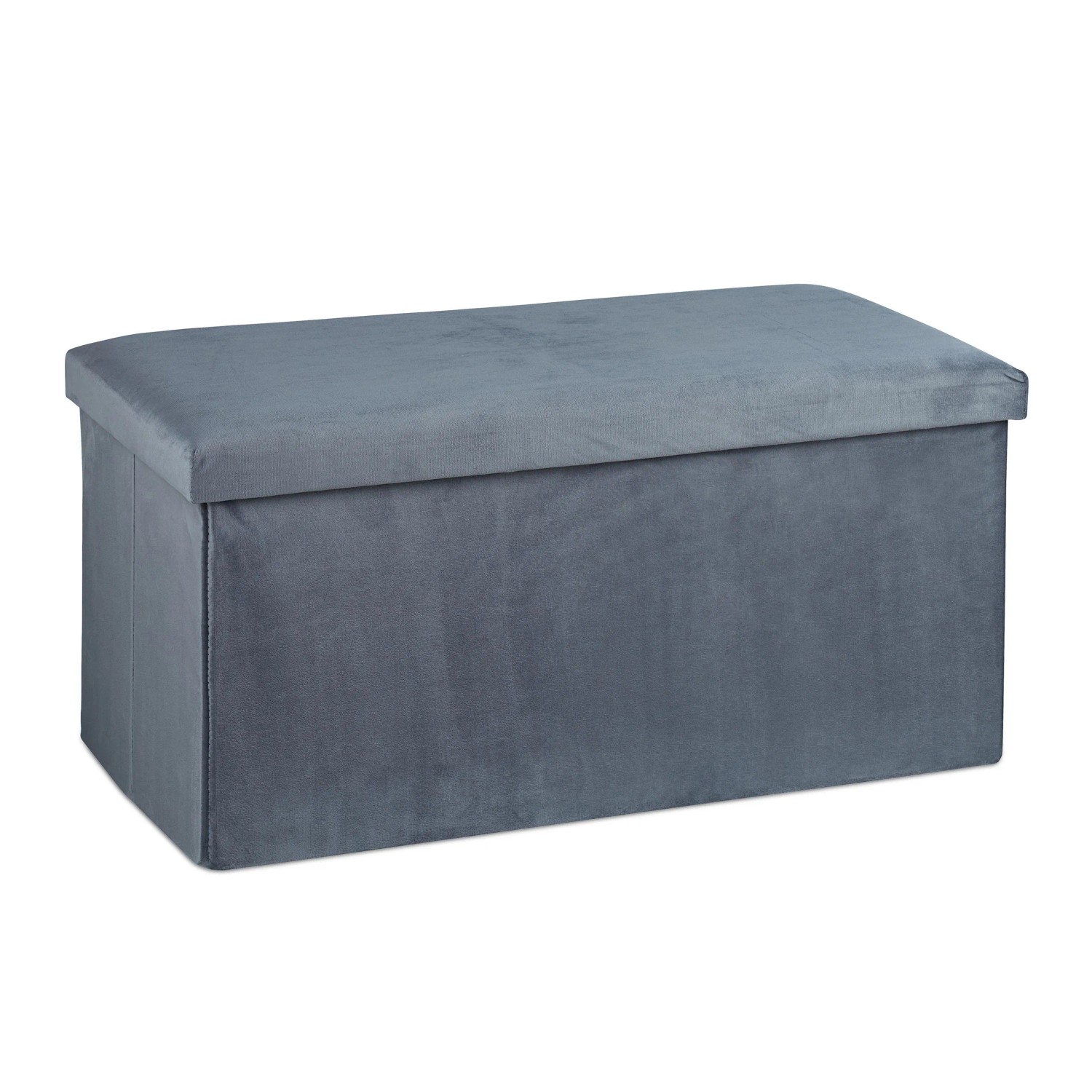 Relaxdays Sitzbank Samt Dunkelgrau Faltbar mit Stauraum 38 cm x 77 cm x 39 cm 4,9 kg