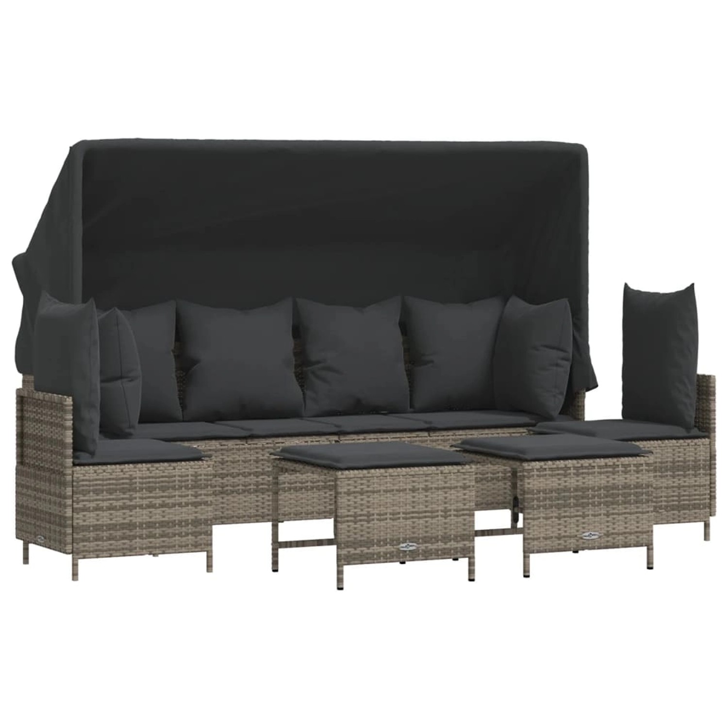 vidaXL 5-tlg Garten-Sofagarnitur mit Kissen Grau Poly Rattan Modell 107 günstig online kaufen