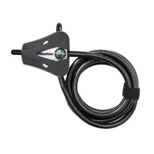 Schwarzes Master Lock Kabelschloss Python, 1,8 m langes Stahlkabel für Fahrräder.