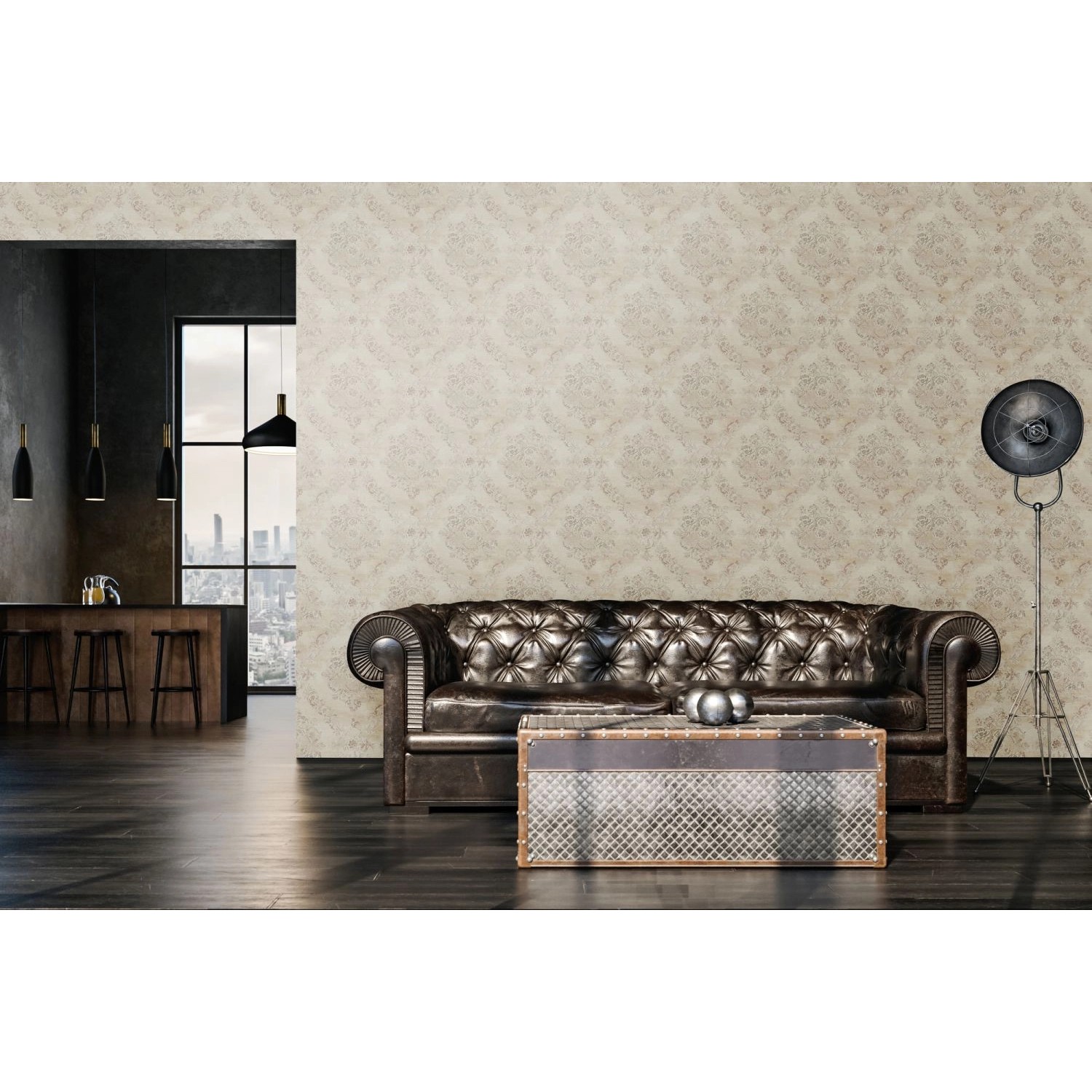 Livingwalls Tapete Barockmuster Beige und Rosa 53 cm x 10,05 m AS 