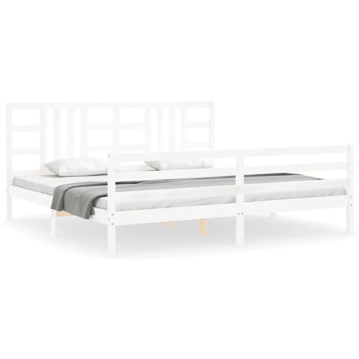 vidaXL Massivholzbett mit Kopfteil Weiß 200x200 cm 3193942 günstig online kaufen