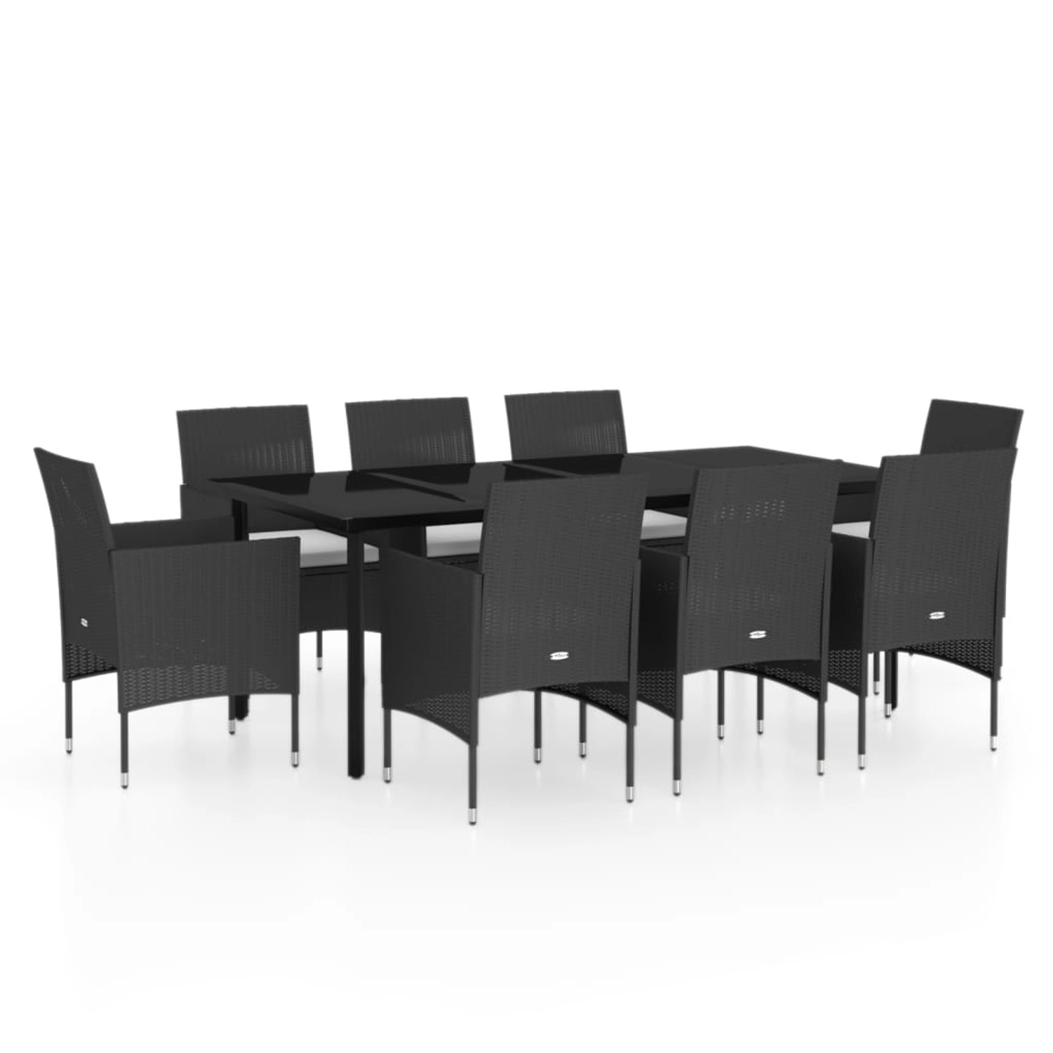 vidaXL 9-Tlg Garten-Essgruppe mit Kissen Schwarz 3099286