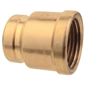 Kirchhoff Reduzier-Doppelmuffe, 30,3/24,2 mm, blankes Messing für Gewindefittings.