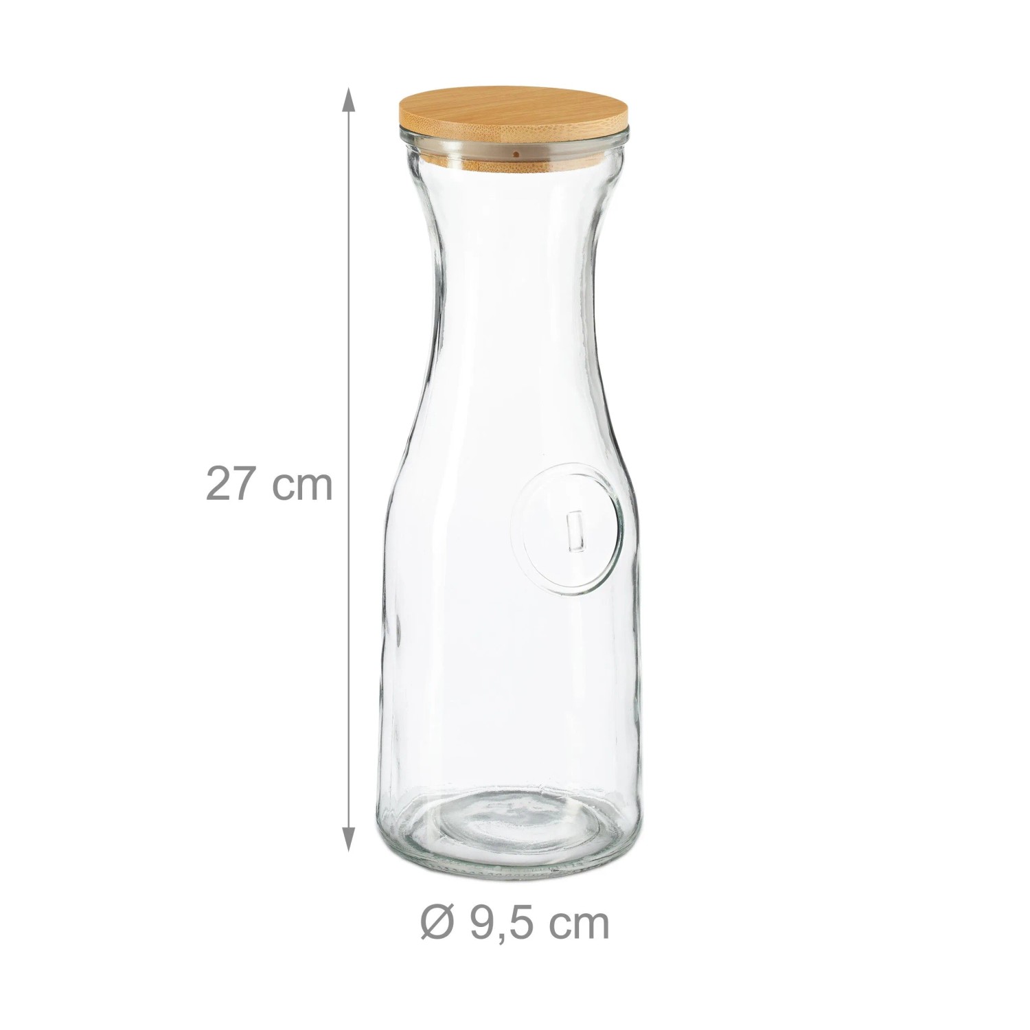Relaxdays Wasserkaraffe Glas Bambus Transparent mit Deckel 2er Pack 27 cm x 9,5 cm 0,6 kg_4