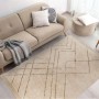 Moderner Kurzflor Teppich MeGusta in Creme Braun mit geometrischem Muster, 160x230 cm.