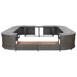 vidaXL Whirlpool-Umrandung Quadratisch Grau 268x268x55 cm Poly Rattan 46074