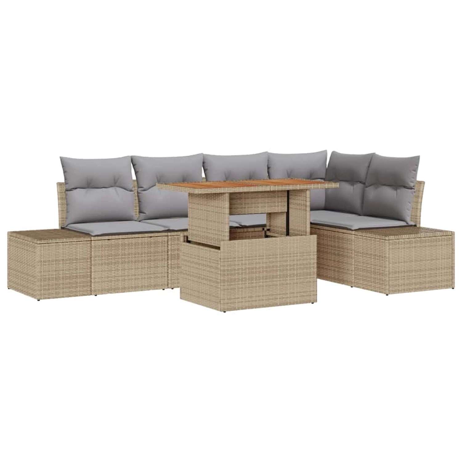 vidaXL Garten-Sofa-Set mit Speicher 6-Tlg Beige Poly Rattan 3358702 günstig online kaufen