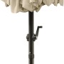 Zusammengeklappter Schneider Marktschirm, 300x150 cm, Natur, mit Kurbel und Knickfunktion.