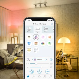 Smartphone-App zur Steuerung von WiZ Smart LED Lampen, hier: GU10 RGBW Leuchtmittel.
