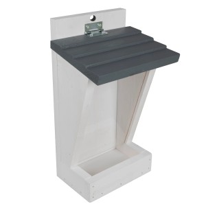 Windhager Vogelfuttersilo Buchberg, weiß-taupe, zur Wandmontage. Vogelhaus für Wildvögel.