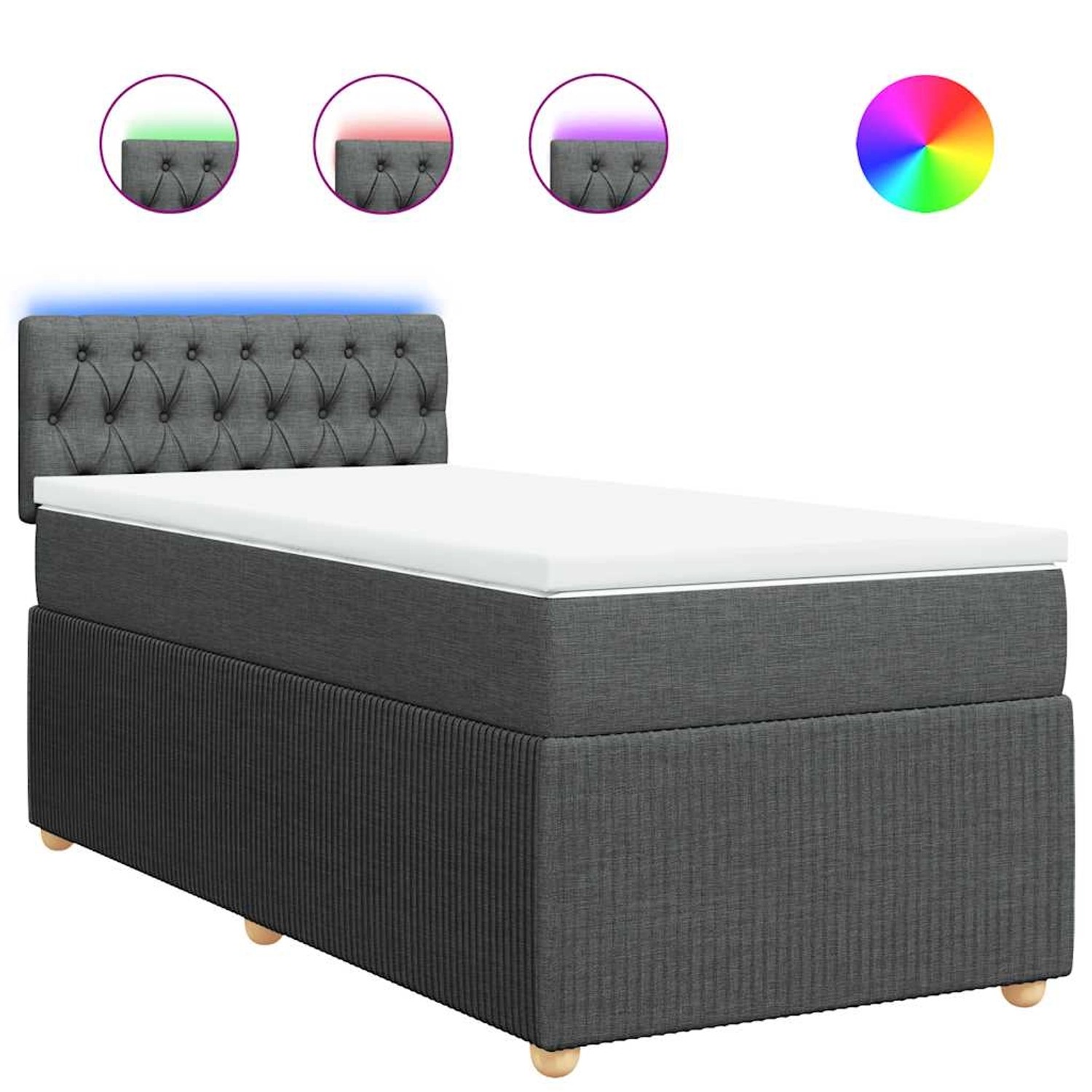 vidaXL Boxspringbett mit Matratze Dunkelgrau 90x200 cm Stoff 3289647 günstig online kaufen