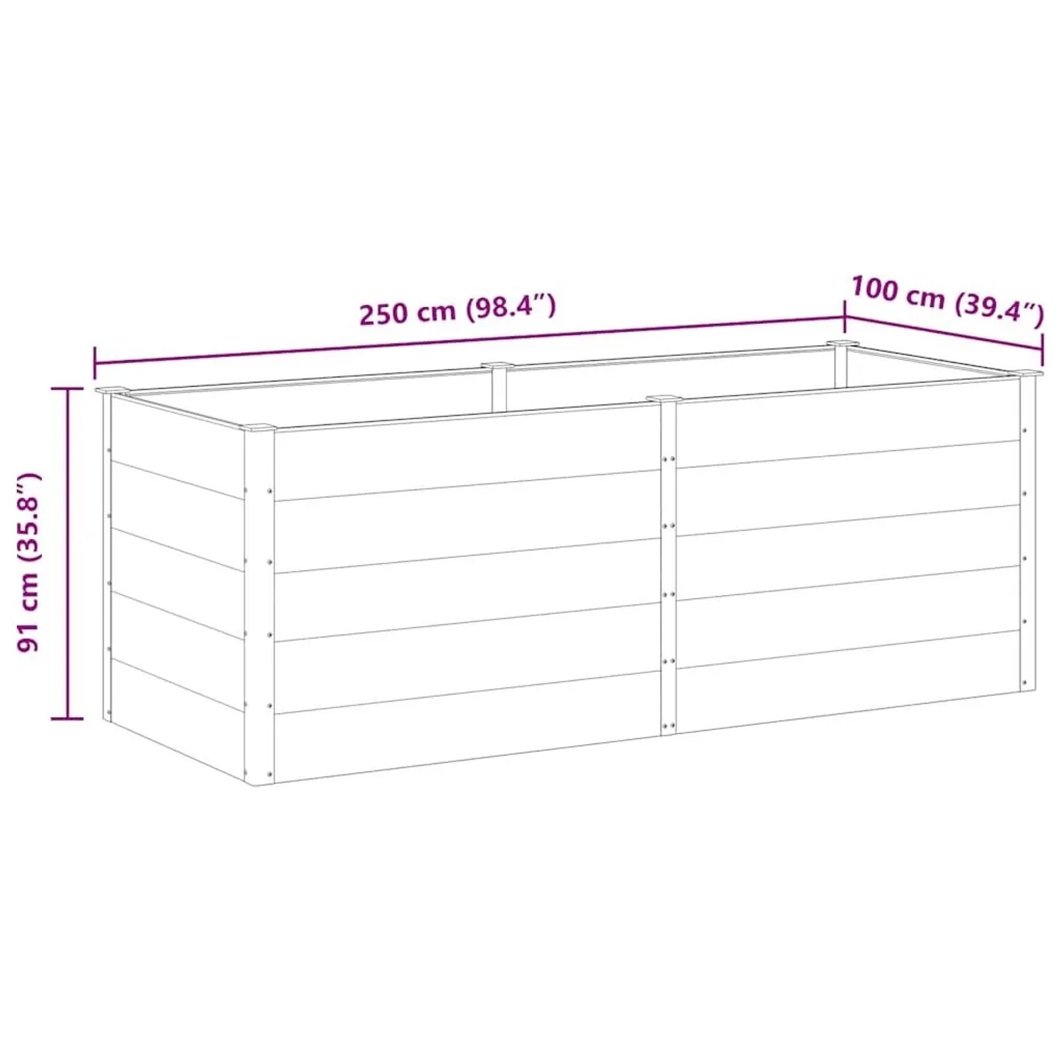vidaXL Garten-Hochbeet 250 x 100 x 91 cm WPC Grau 49060_7