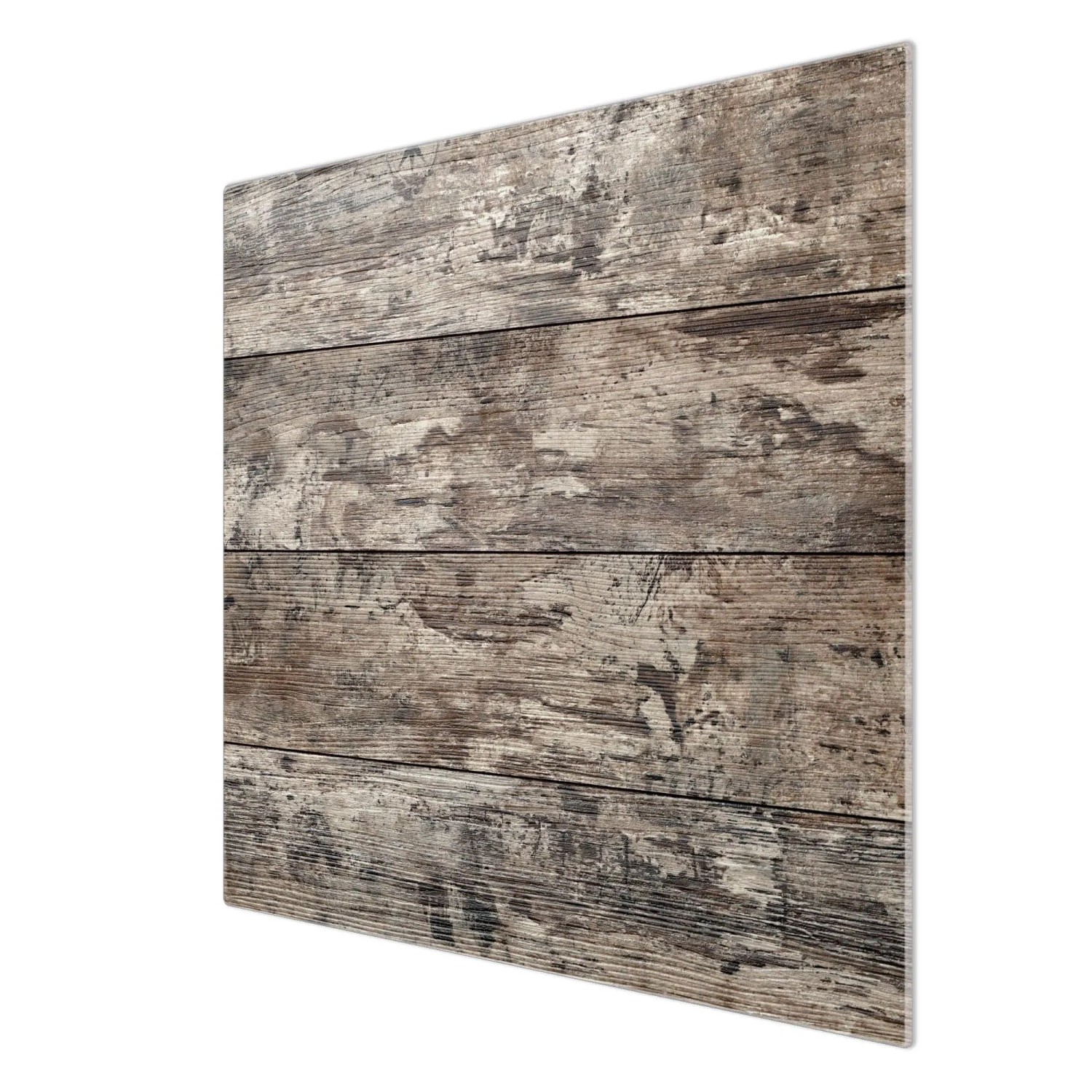 Banjado Herdabdeckplatte aus gehärtetem Glas, 60x52cm, mit rustikalem Holzplanken-Motiv. Schutz & Schneidebrett.