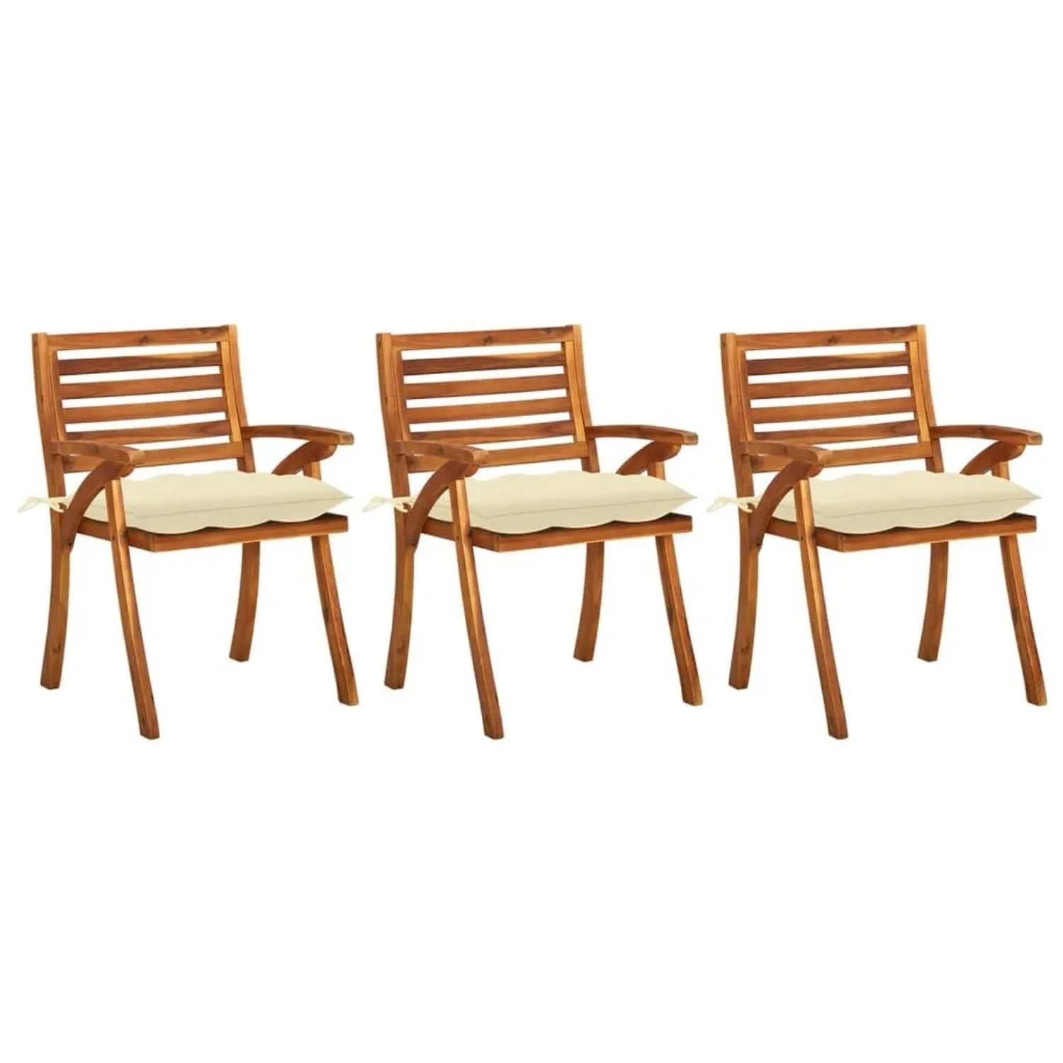 vidaXL Garten-Essstühle mit Kissen 3 Stk Massivholz Akazie 3060832