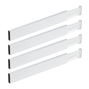 Relaxdays Schubladentrenner 4er Set Bambus Silikon Weiß Längenverstellbar Rutschfest 46 cm bis 56 cm 6 cm x 1,5 cm 0,3 kg