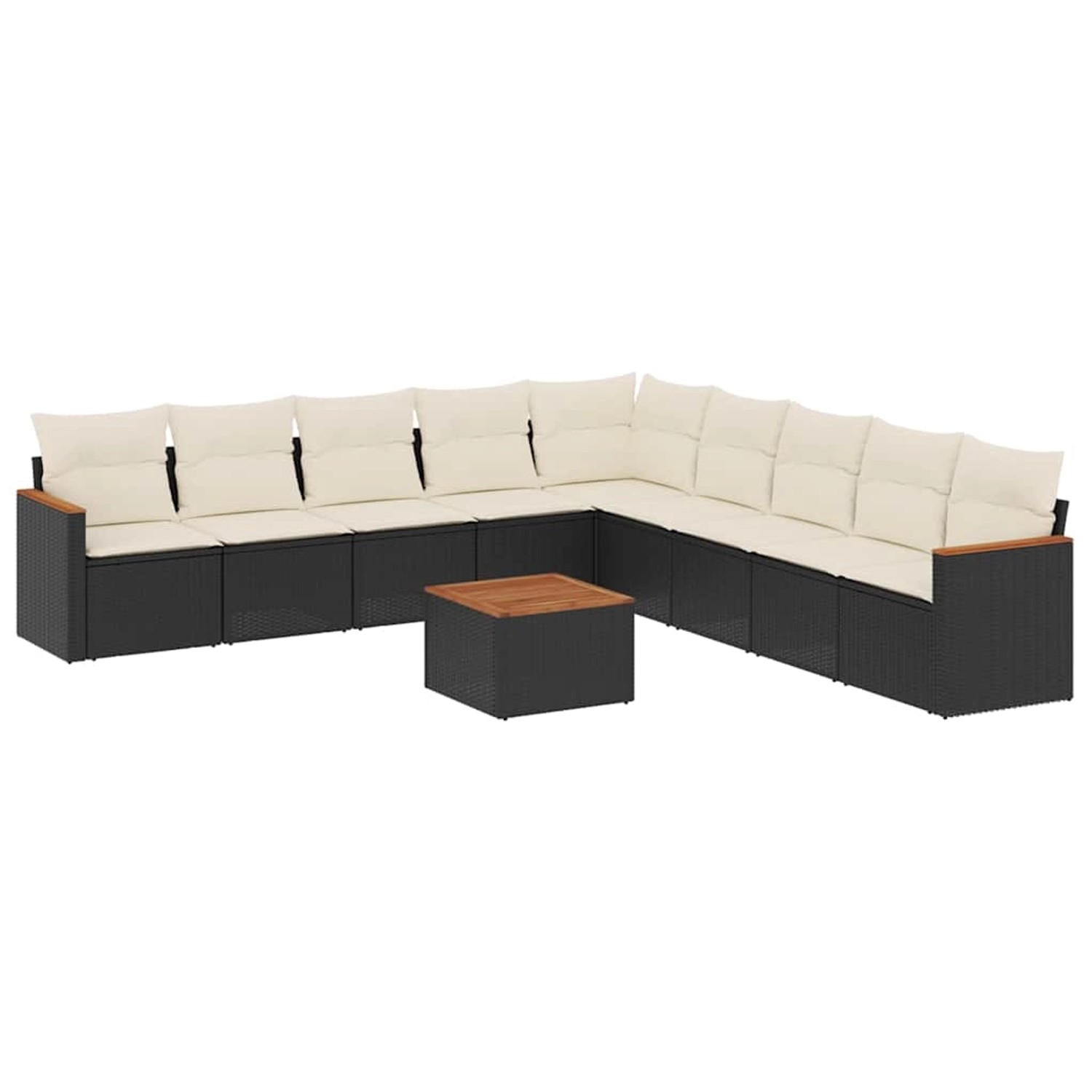 vidaXL 10-Tlg Garten-Sofagarnitur mit Kissen Schwarz Poly Rattan 3258465