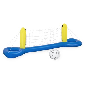 Bestway Schwimmendes Volleyball-Set, blau-gelb mit Netz und Ball für Wasserspiele.