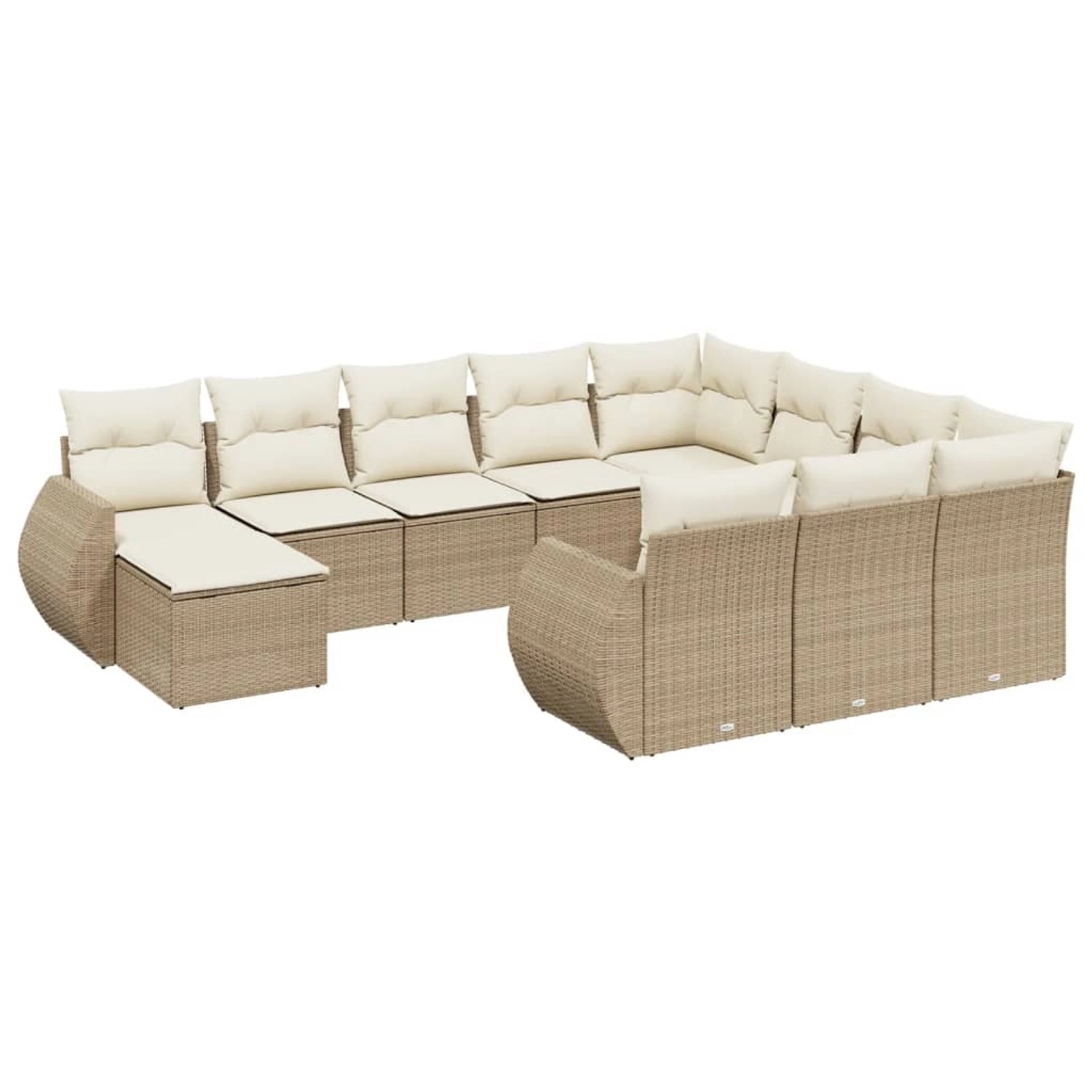 vidaXL 11-Tlg Garten-Sofagarnitur mit Kissen Beige Poly Rattan 3257521
