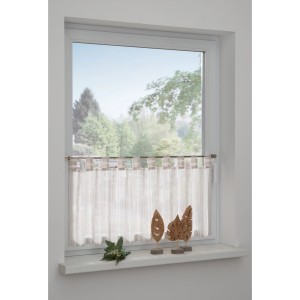 Bennetti Schal Natur, 140x245 cm, mit Gardinenband. Fenstervorhang für Wohnraum, isolierend und mit Thermofunktion.