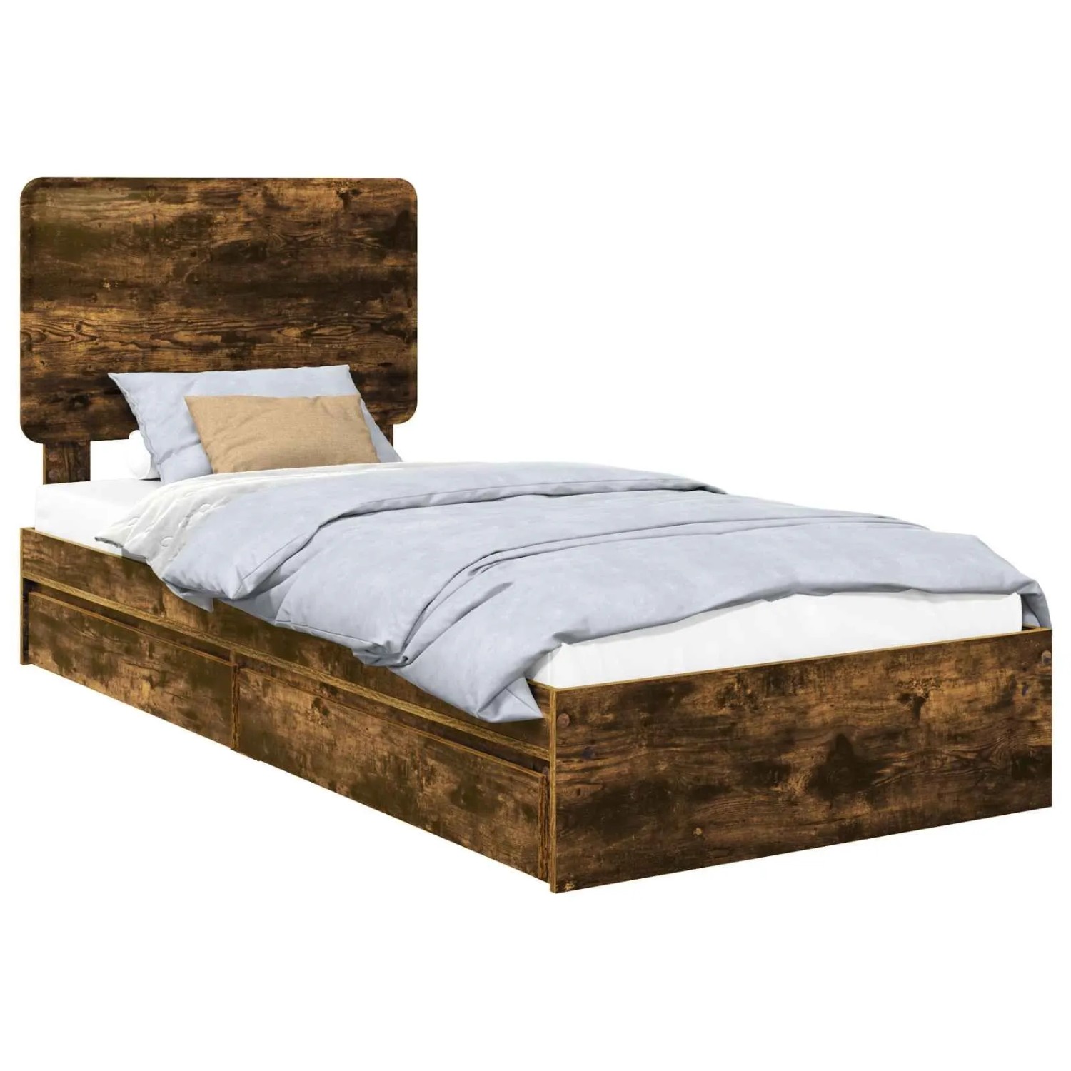 vidaXL Stauraumbett Räuchereiche 100 x 200 cm Holzwerkstoff 3412718 günstig online kaufen