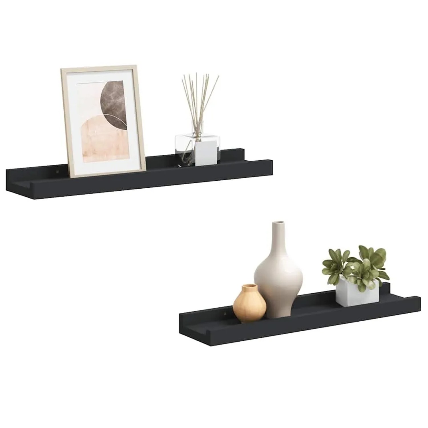 vidaXL Bilderleisten 2 Stk Schwarz 40x9x3 cm MDF 323931