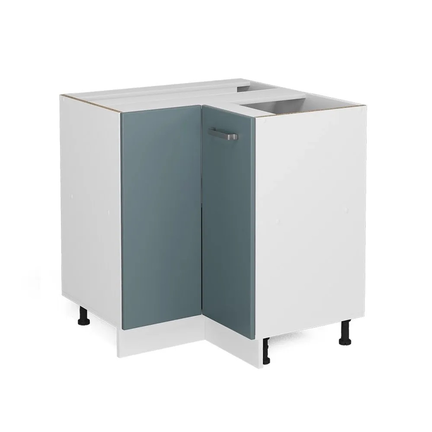 Vicco Eckunterschrank R-Line Blau-Grau Weiß 76 cm ohne Arbeitsplatte