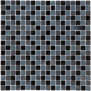 Mosaikmatte Naturstein, schwarz-grau, 30x30 cm. Quadratische Mosaikfliesen für Wand und Boden.