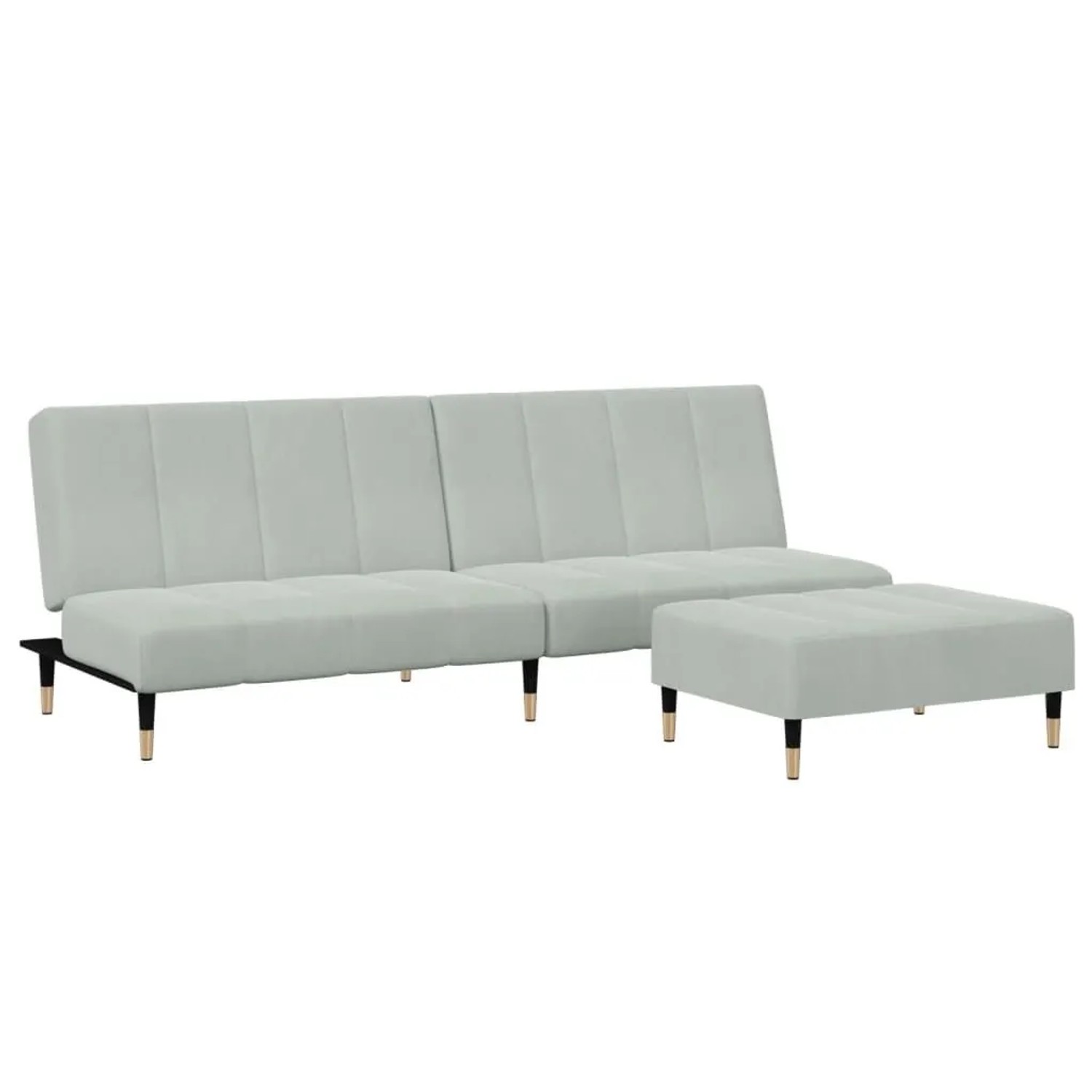vidaXL Schlafsofa 2-Sitzer mit Fußhocker Hellgrau Samt 3258145 günstig online kaufen