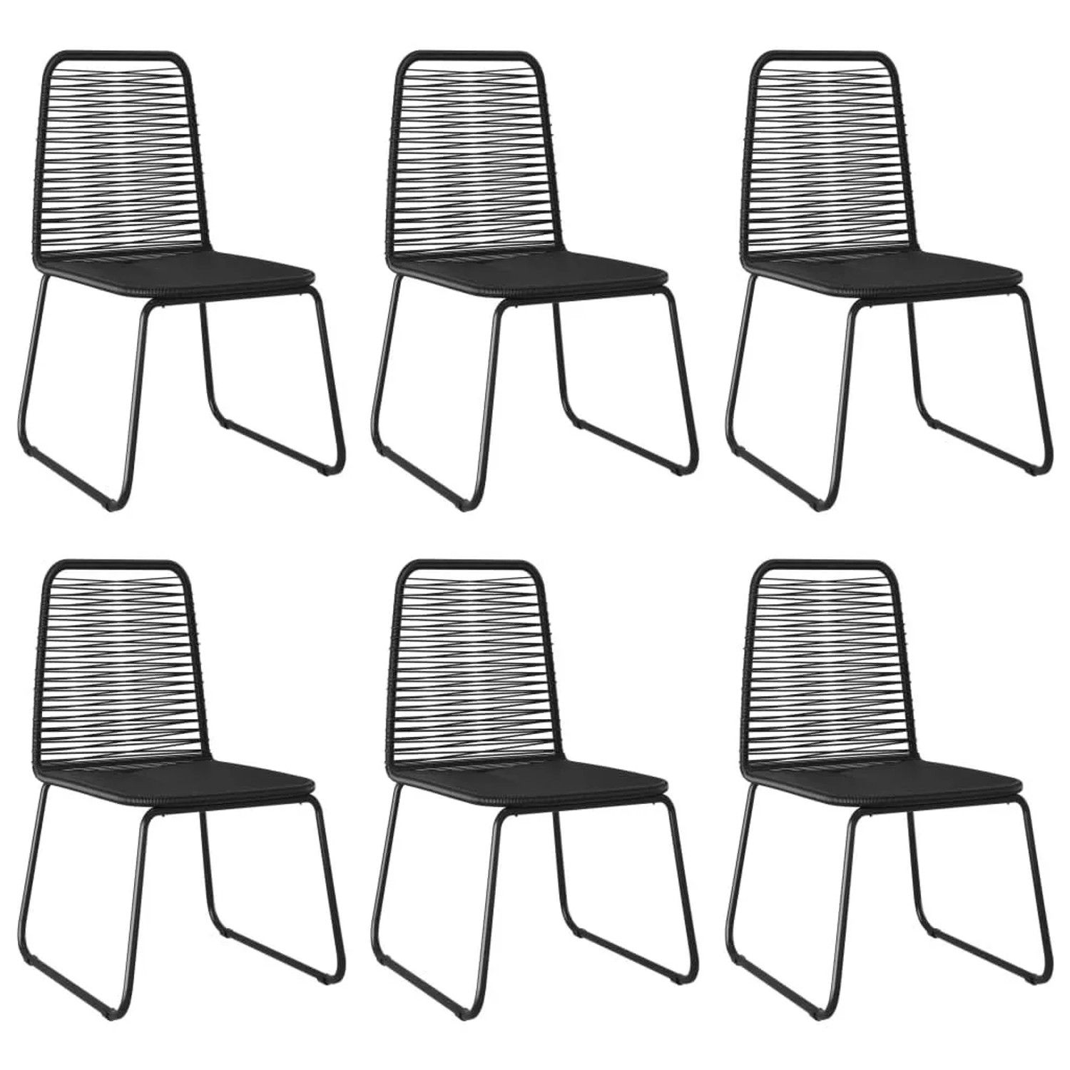 Furnicato Gartenstühle 6 Stk Poly Rattan Schwarz