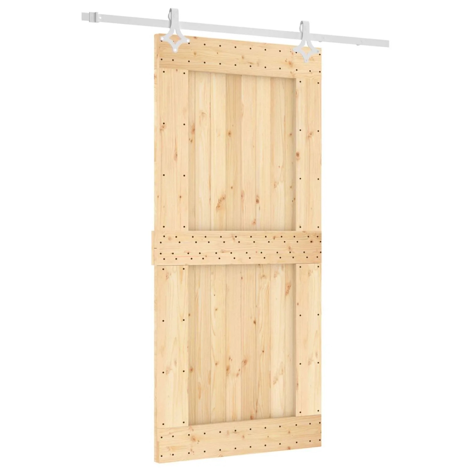 vidaXL Schiebetür Natur und Weiß 95 x 210 cm Massivkiefer 3445111
