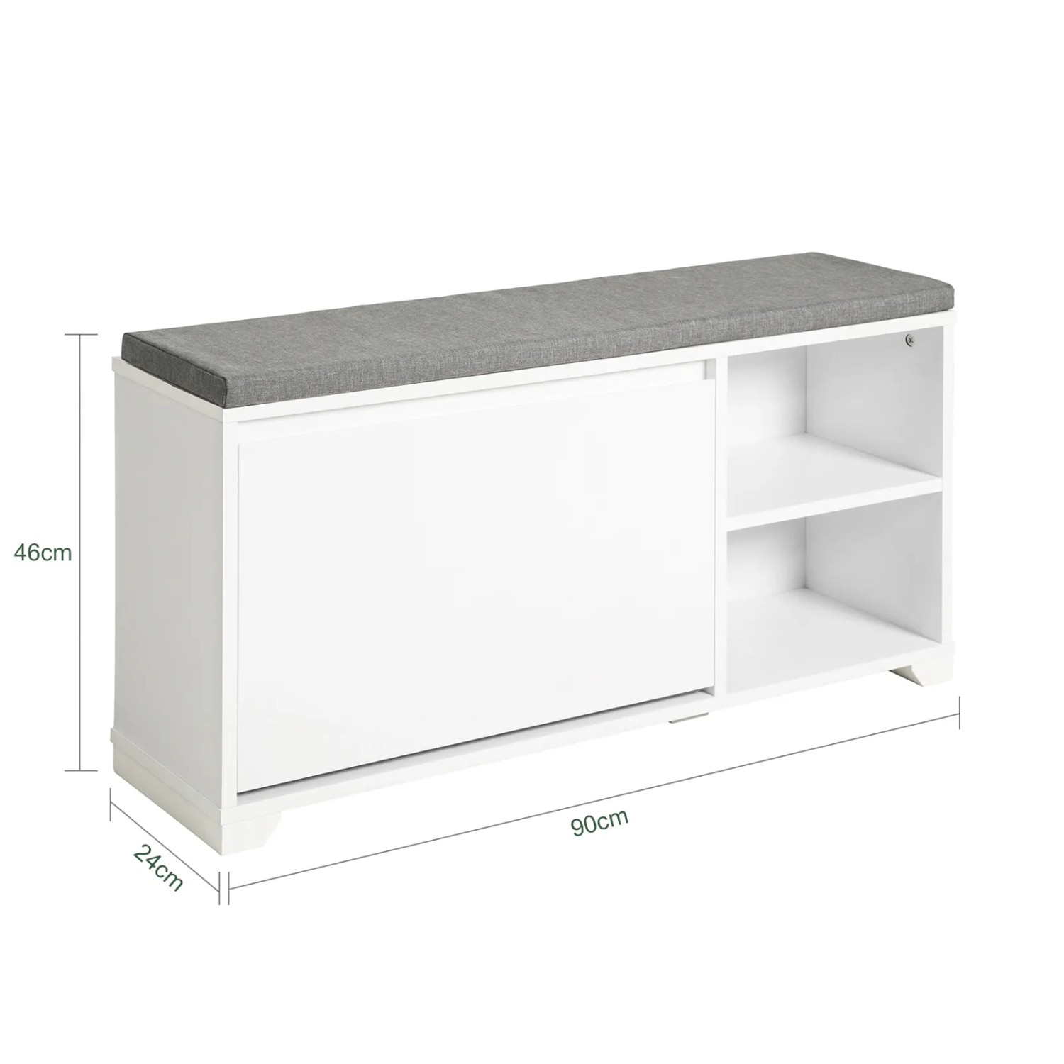 SoBuy Schuhkipper mit 1 Klappe und 2 Offenen Fächern MDF Weiß FSR119-W_5