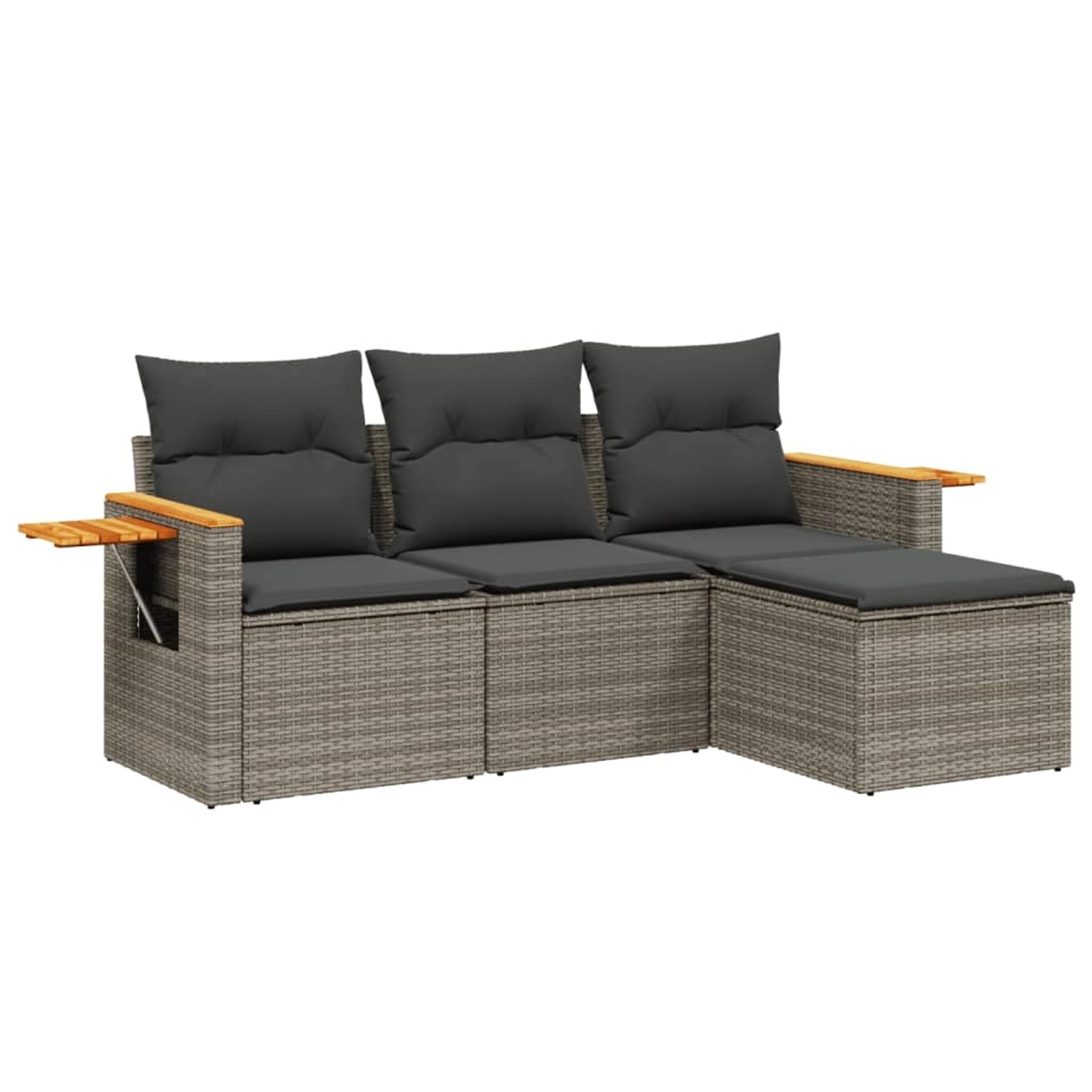 vidaXL 4-Tlg Garten-Sofagarnitur mit Kissen Grau Poly Rattan 3259148 günstig online kaufen