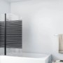 Aurlane Badewannenfaltwand Black Lines, 2-teilig, schwarz, 100x140 cm auf Badewanne montiert.