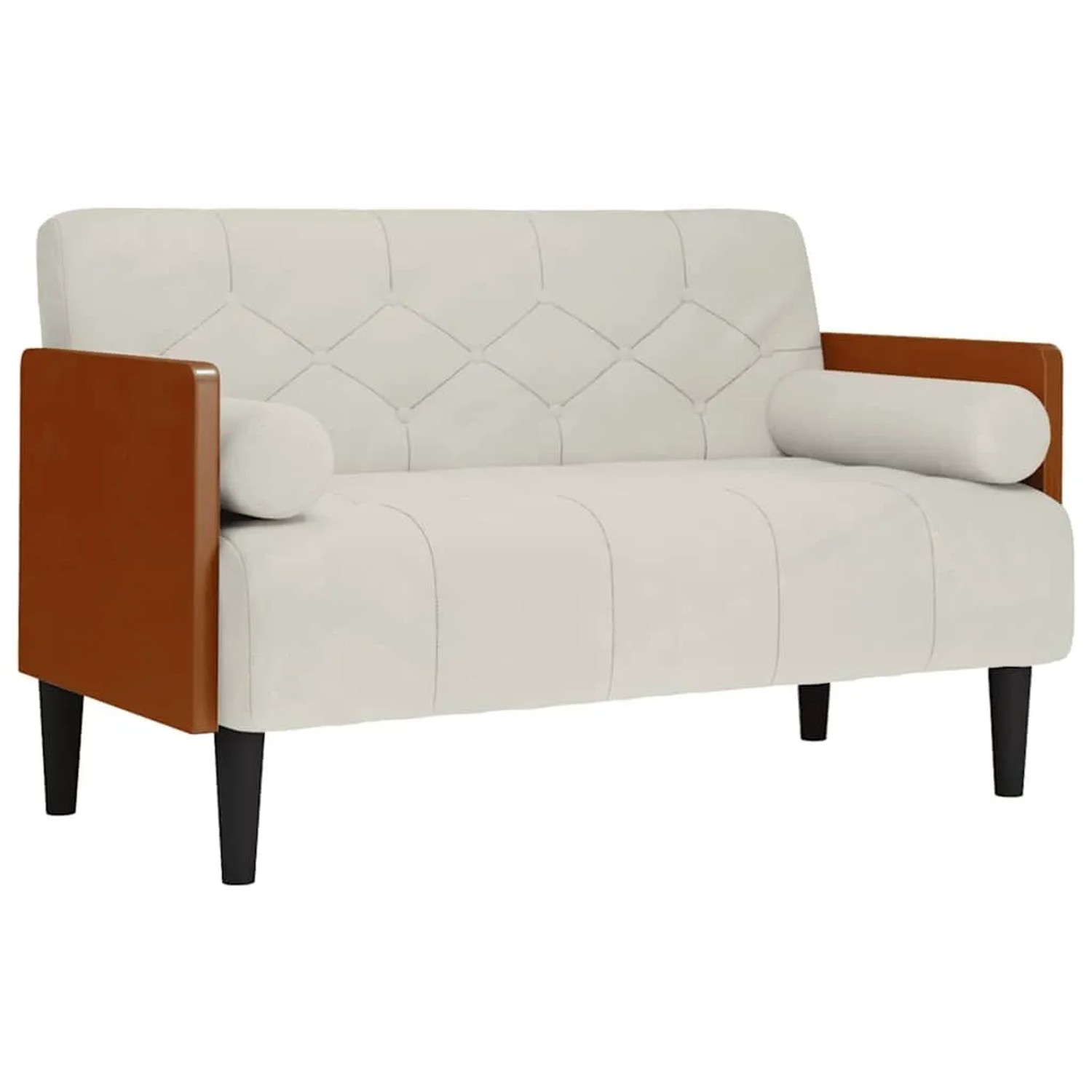 vidaXL Zweisitzer-Sofa mit Nackenrollen Creme 110 cm Samt 4100605 günstig online kaufen
