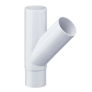 Weißer Inefa Abzweiger 45° für Fallrohr DN 100/50 aus PVC für Dachentwässerung.