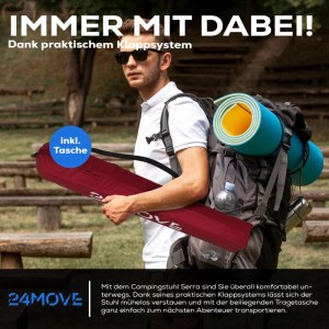 24Move Campingstuhl Faltstuhl Rot Getraenkehalter Tragetasche Outdoor Faltbar 100Kg Klappstuhl