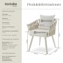 Tectake Aluminium Stuhl Lugano Im Rope Design Wetterfest und Uv Beständig 2Er Set 65 5 x 62 5 x 75 cm Beige_6
