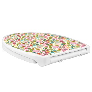 Banjado Familien WC-Sitz mit floralem Muster "Rosa Kelch Hell", mit integriertem Kindersitz und Absenkautomatik.